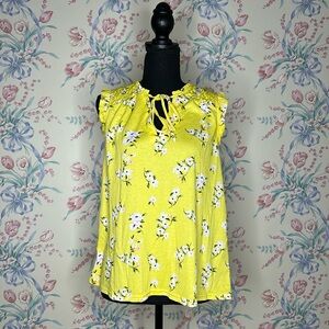 MELLODAY MEDIUM YELLOW FLORAL STRETCHY TOP